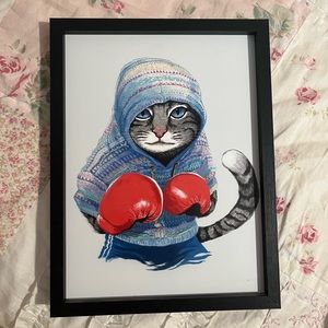 Wall Decor Boxing Kitten Cat Painting